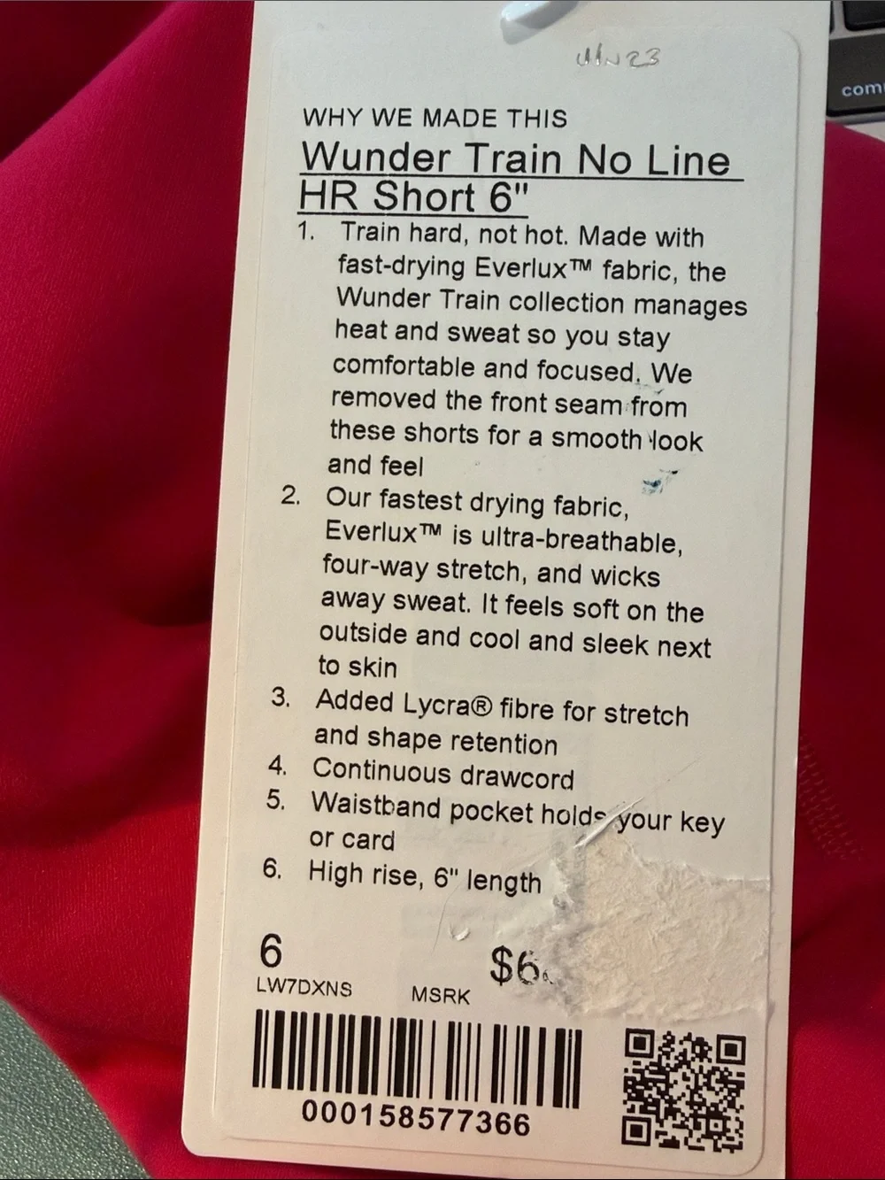 Lululemon Wunder Train No Line High-Rise Short 6" Mulberry Spark SIZE 6 NWT 💖 - Picture 8 of 8